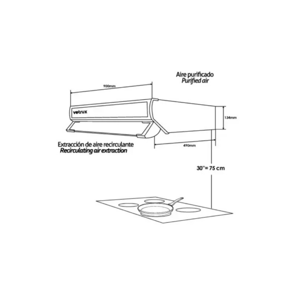 Campana de Acero de 90 cm Lite 90 Vetrux