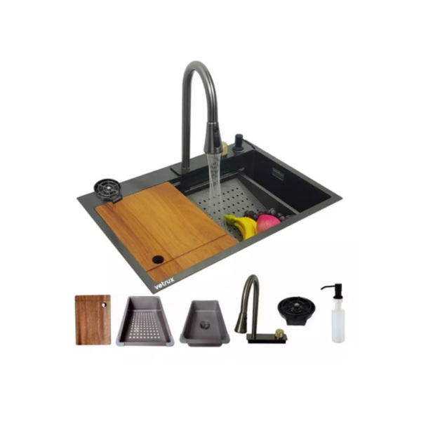 Fregador con Accesorios de 80 cm Flusso Lite 80 Vetrux
