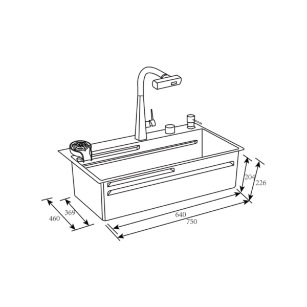 Fregador con Accesorios de 75 cm Flusso 75 Vetrux