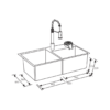 Fregador con Accesorios de 82 cm Flusso Dual 82 Vetrux