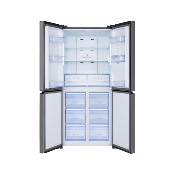 Nevera 4 Puertas Gris Cristal con Dispensador de Agua de 424 Litros TCL