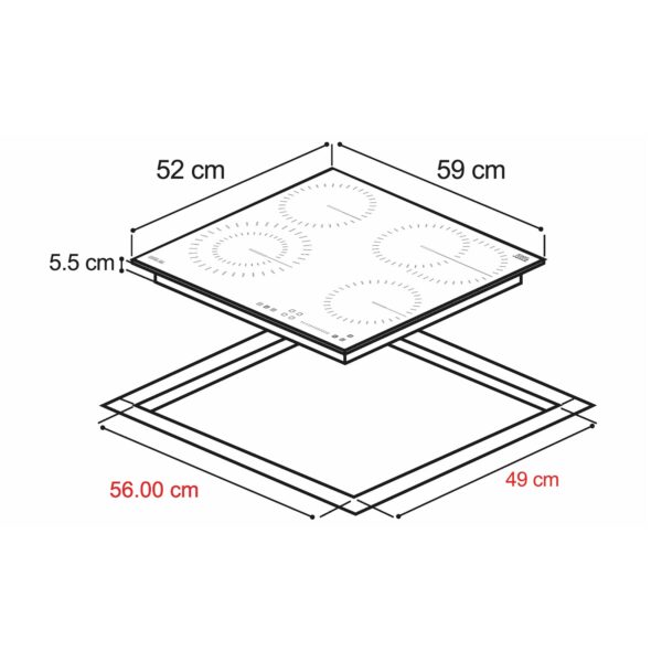 Tope de Cocina Vitrocerámica 60 cm 220V Berlin 60 Drija