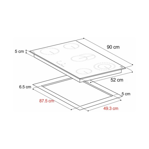 Tope de Cocina Vitrocerámica 90 cm 220V Berlin 90 Drija