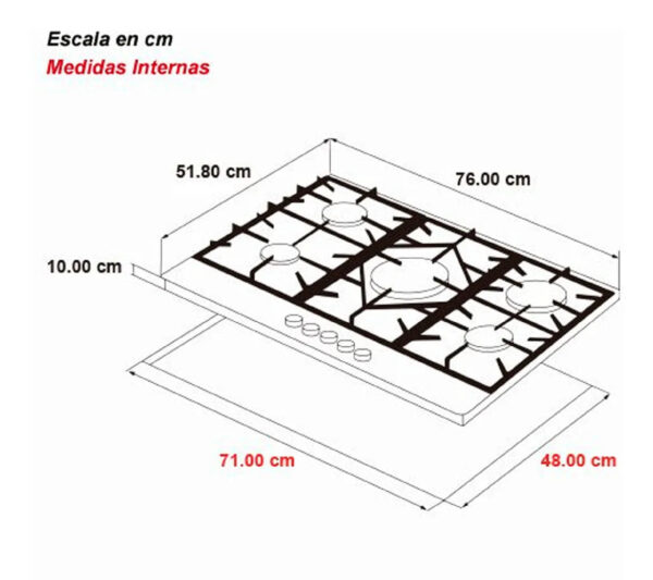 Tope de Gas 76 cm Ferrara 76 Pro Drija