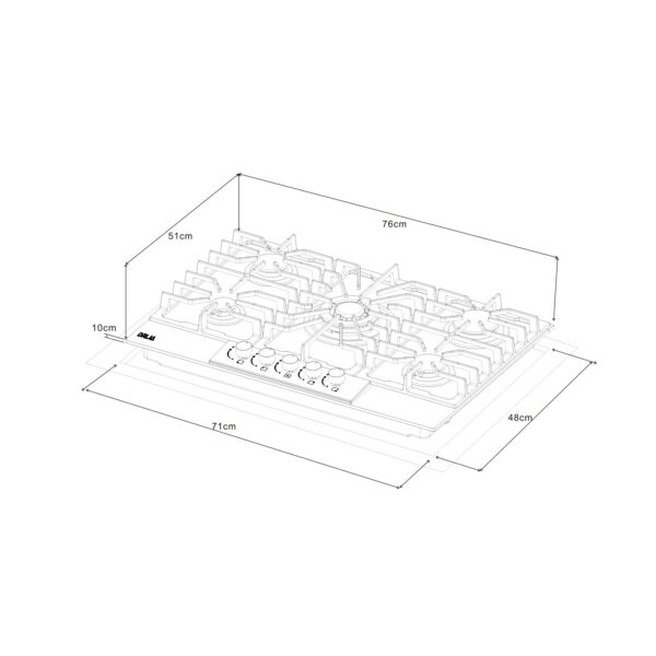 Tope de Cocina a Gas Vitrocerámica 76 cm Italia 76 Drija