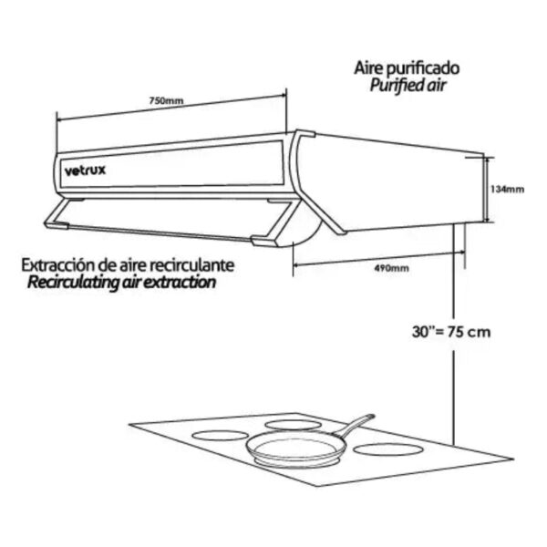 Campana de Acero de 76 cm Lite 76 Vetrux