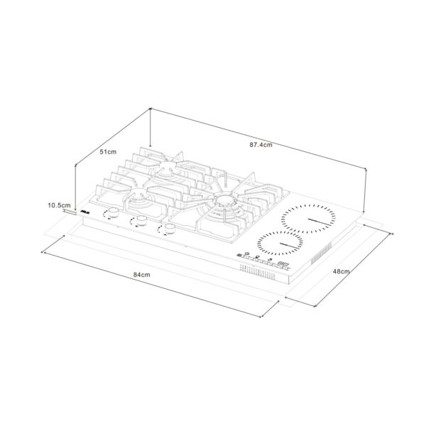Tope de Cocina Vitrocerámica Mixto 90 cm 220V Sicilia Touch 90 Drija