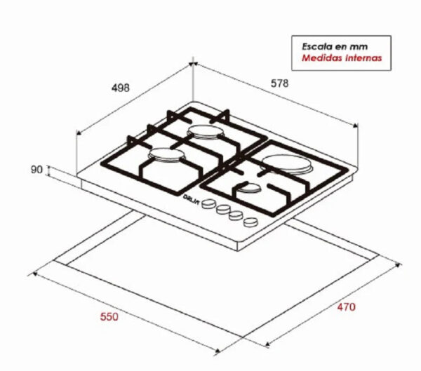 Tope de Cocina Mixto 60 cm Verona 60 Drija