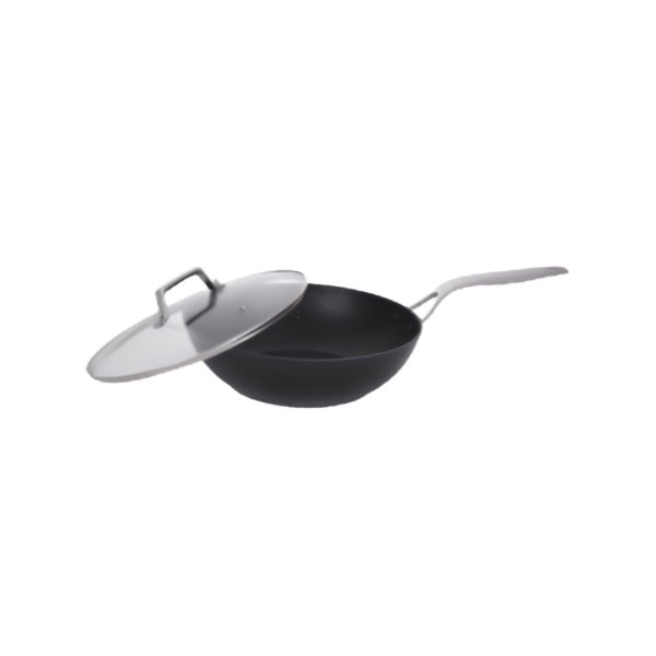 Wok Antiadherente con Tapa Negro Roccia