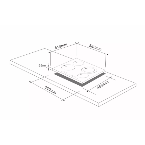 Tope Eléctrico de Vitrocerámica 60cm 220V Vetrux