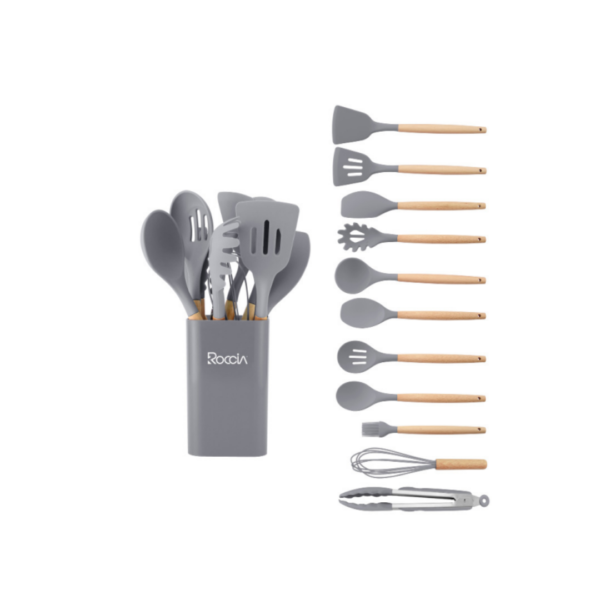 Juego de Utensilios de Cocina de 12 Piezas Gris Roccia