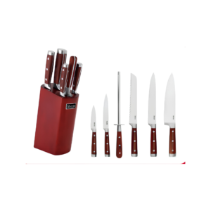 Juego de Cuchillos Profesional de 7P Rojo Vino Roccia