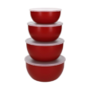 Set de Bowls Plástico de 4 Piezas con Tapa Rojo KitchenAid