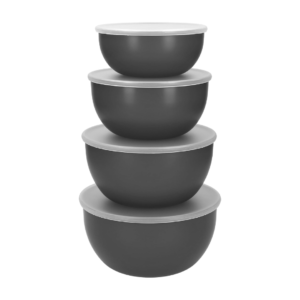 Set Bowls Plástico de 4 Piezas con Tapa Gris KitchenAid