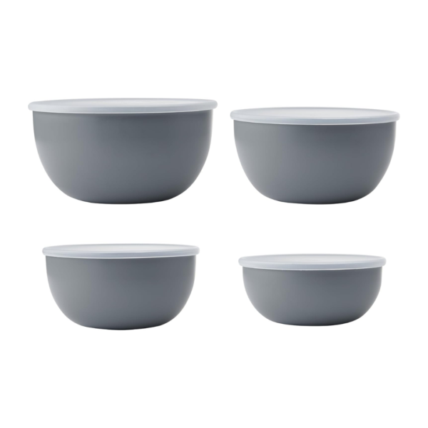 Set Bowls Plástico de 4 Piezas con Tapa Gris KitchenAid