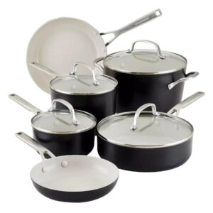 Set Ollas y Sartenes de 10 Piezas Cerámica Negro KitchenAid
