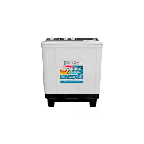 Lavadora Semiautomática de 8 kg con Panel Negro Omega