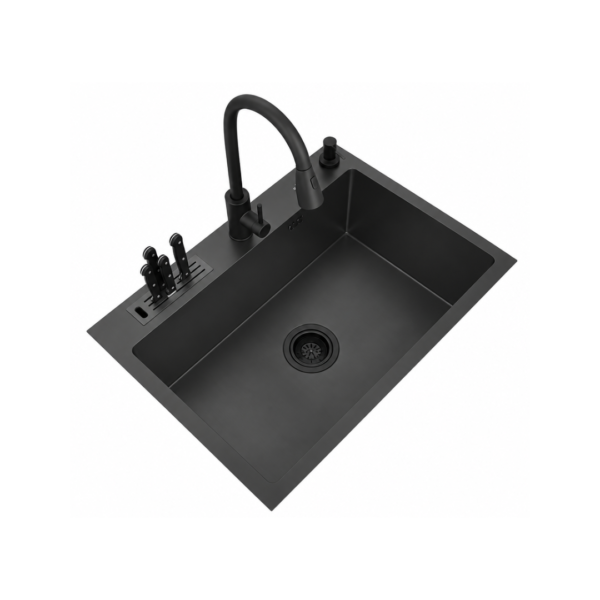 Fregador Sobre Tope de una Cubeta 82x50x23cm Negro Frinox
