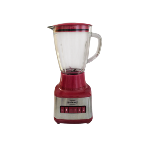 Licuadora Plástica con Vaso de Vidrio 6V de 1.5L Roja Salcar