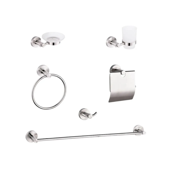Set de Accesorios para Baño de 6 Piezas Satinado Quality Metal