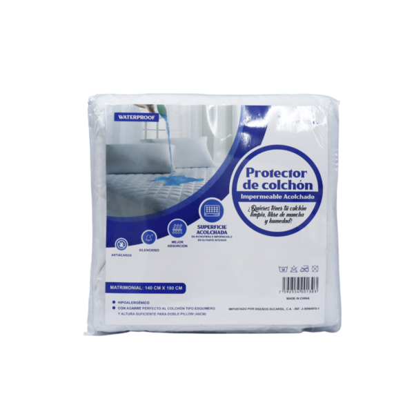Protector de Colchón Impermeable Acolchado 140x190 Matrimonial Ducarsil
