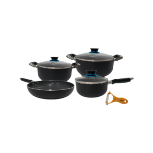 Juego de Ollas 7 Piezas con Tapas de Vidrio Negro Sankey