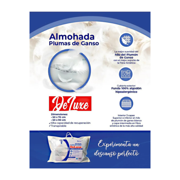 Almohada Deluxe King Pluma de Ganso 50x90 Ducarsil