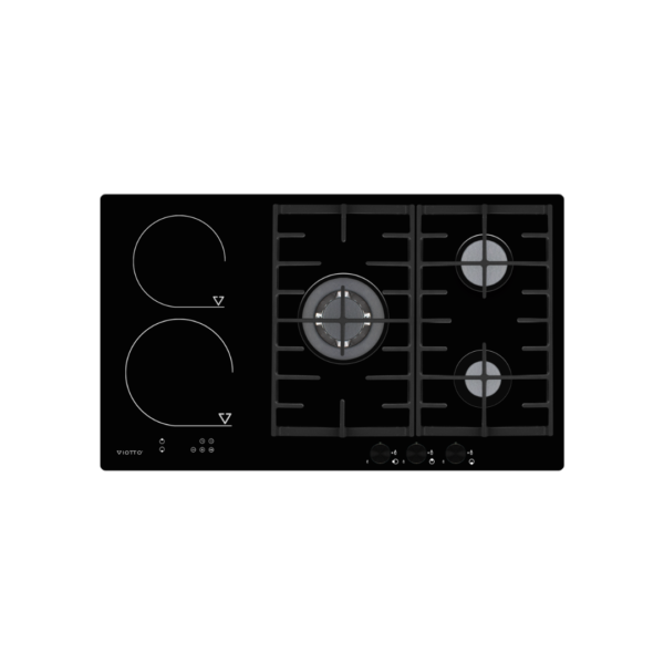 Tope Dual Gas + Eléctrico 90cm de 5 Quemadores Viotto