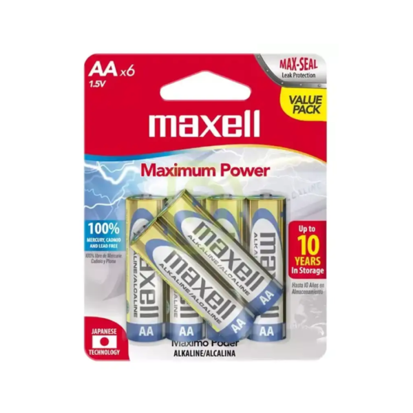 Pilas Alcalinas Tipo AA (Paquete x6) Maxell