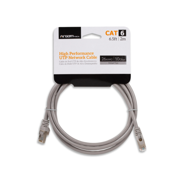 Cable de Red UTP Cat6 de 2m con Puntas Metálicas Argom