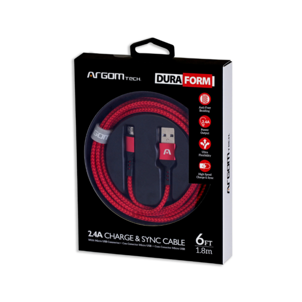 Cable Micro USB a USB 2.0 Rojo de 1.8m Argom