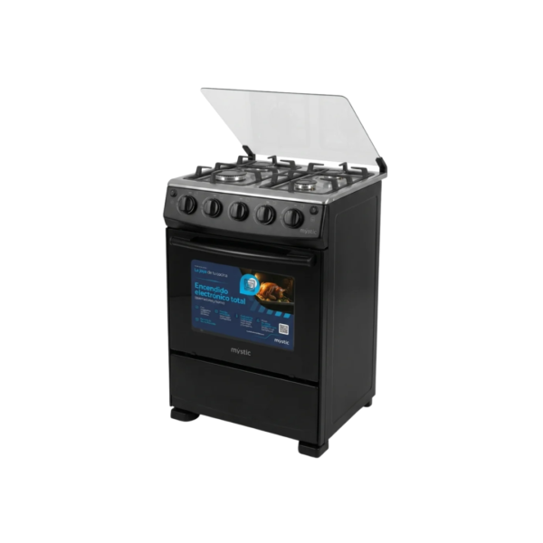 Cocina a Gas de Piso 20" de 4 Quemadores Negra Mystic