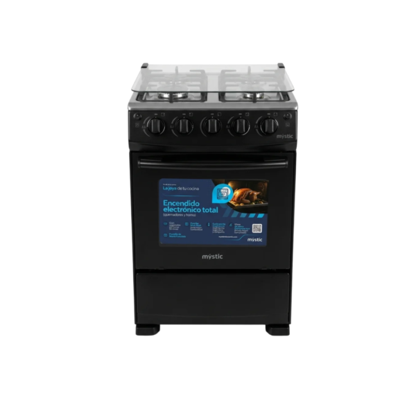 Cocina a Gas de Piso 20" de 4 Quemadores Negra Mystic