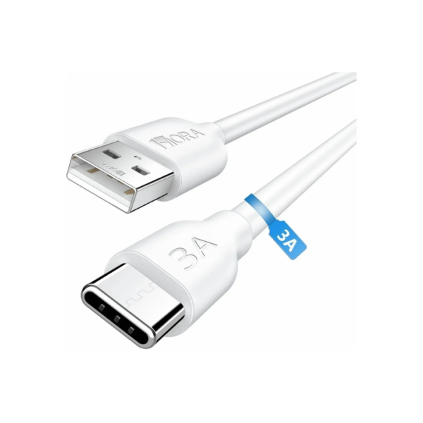 Cable USB-A a USB-C 3A de 1M Blanco 1Hora