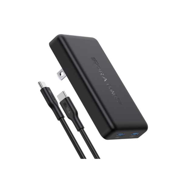 Cargador GaN 65W Dual USB-C Negro 1Hora