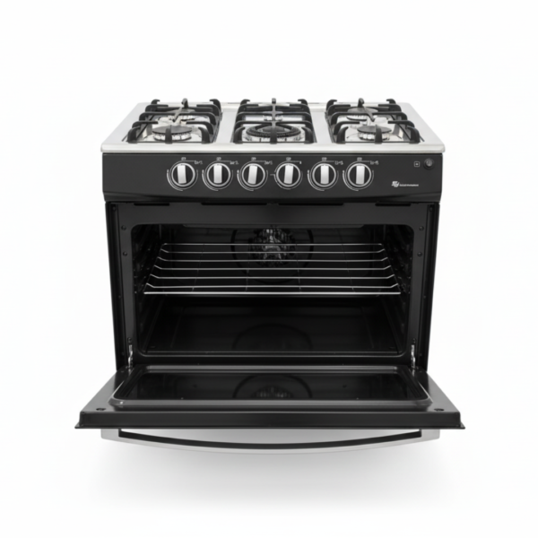 Cocina a Gas 30" Negra 5 Quemadores SJ Electronics