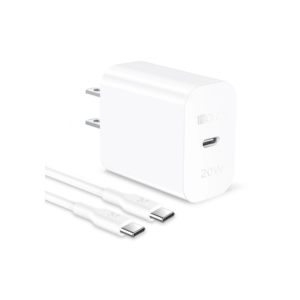 Cargador Turbo de 20W Cable USB-C a USB-C Blanco 1Hora