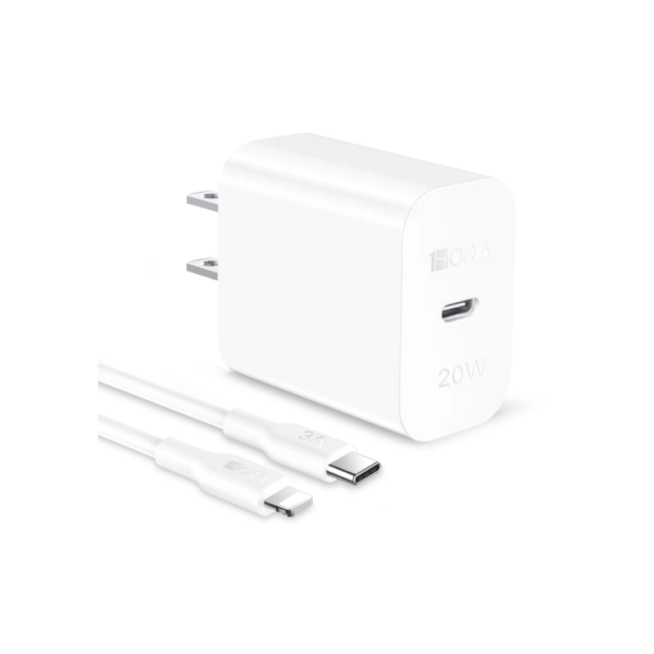 Cargador Rápido 20W de Cable USB-C a Lightning 1M 1Hora