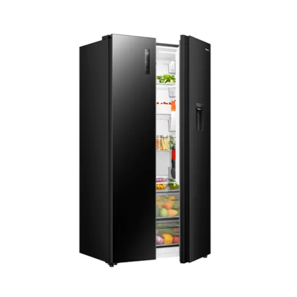 Nevera Side by Side de 541L / 19.1 pies³ Vidrio Negro Hisense