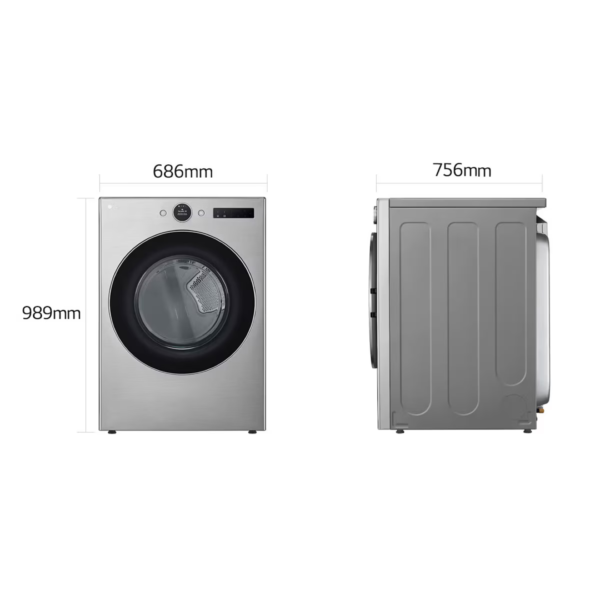 Secadora Eléctrica Gris de Carga Frontal 22 kg LG