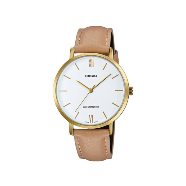 Reloj Analógico con Correa de Cuero Números Romanos Casio