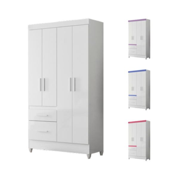 Escaparate Madri Blanco de 4 Puertas y 2 Gavetas