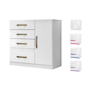 Cómoda Venus Blanca de 4 Gavetas y 1 Puerta