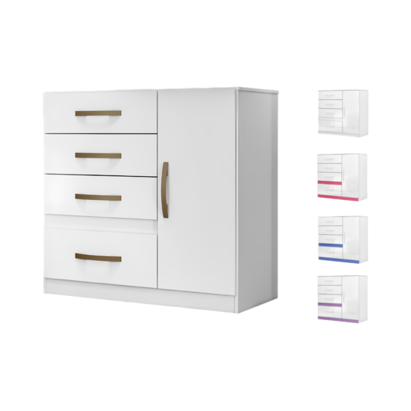 Cómoda Venus Blanca de 4 Gavetas y 1 Puerta