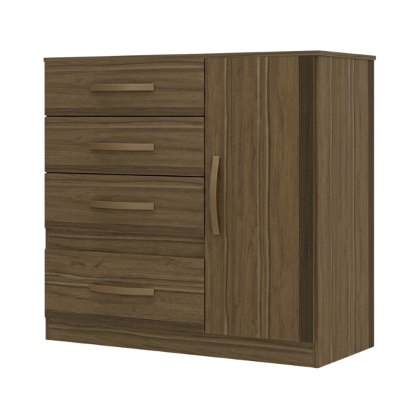Cómoda Venus Castaño de 4 Gavetas y 1 Puerta