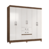 Ropero New Mafra Castaño/Vainilla de 6 Puertas y 2 Gavetas