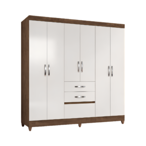 Ropero New Mafra Castaño/Vainilla de 6 Puertas y 2 Gavetas