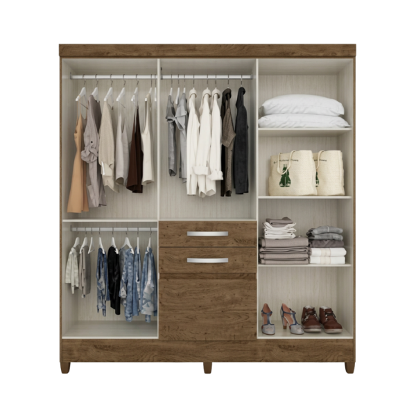 Ropero New Mafra Castaño/Vainilla de 6 Puertas y 2 Gavetas
