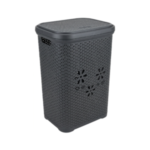 Cesta para Ropa con Tapa Gris Alfa Hogar