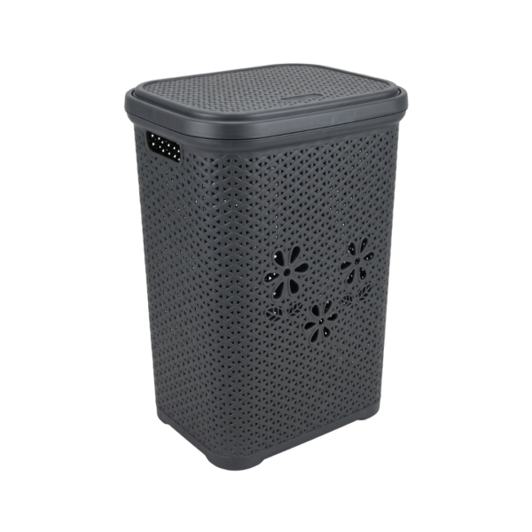 Cesta para Ropa con Tapa Gris Alfa Hogar